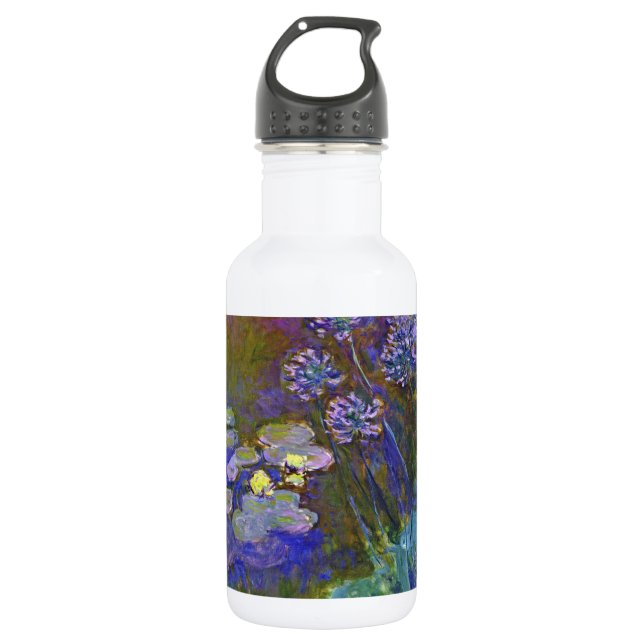 Claude Monet Water Lilies Agapanthus Stainless Steel Water Bottle (Front)