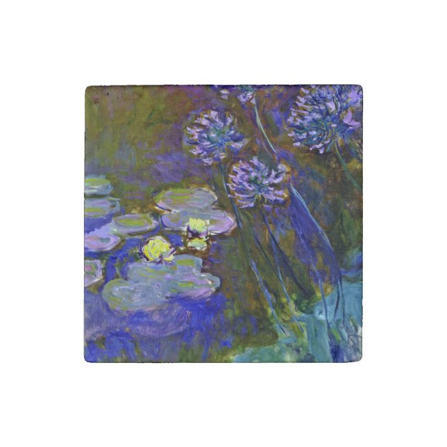 Claude Monet Water Lilies Agapanthus Stone Magnet (Fourth Magnet)