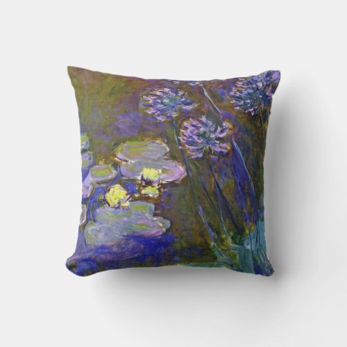 Claude Monet Water Lilies Agapanthus Throw Pillow