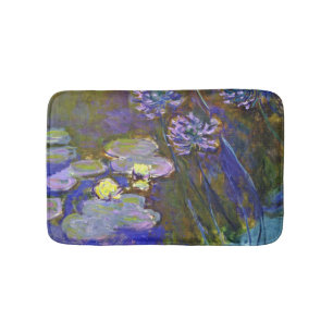 Claude Monet Water Lilies Agapanthus Vintage Art Bath Mat