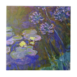 Claude Monet Water Lilies Agapanthus Vintage Art Ceramic Tile