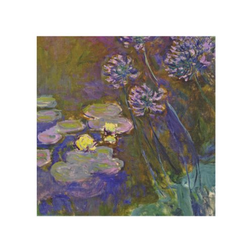 Claude Monet Water Lilies Agapanthus Wood Wall Art