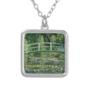 Claude Monet Water Lilies and Japanese Bridge Silver Plated Necklace