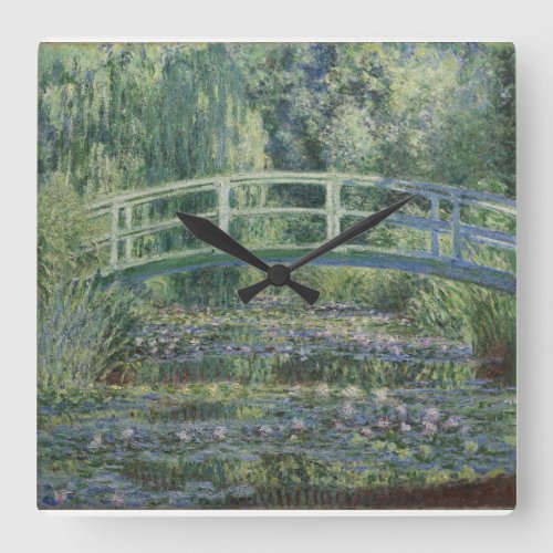 Claude Monet _ Water Lilies And Japanese Bridge Square Wall Clock