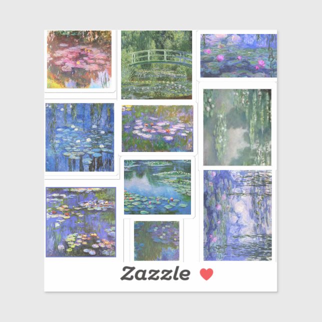 Claude Monet Water Lilies Art Paintings Sticker (Sheet)
