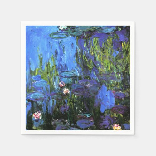 Claude Monet Water_Lilies blue indigo Napkins