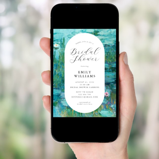 Claude Monet Water Lilies Bridal Shower Invitation (Front Digital)