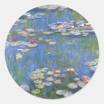 Claude Monet // Water Lilies Classic Round Sticker by decodesigns at Zazzle