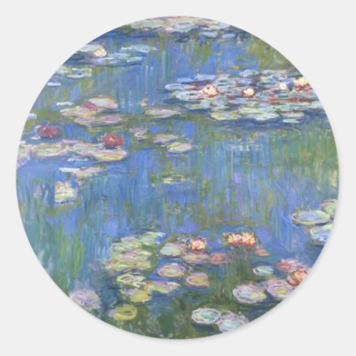 Claude Monet  Water Lilies Classic Round Sticker