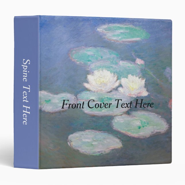 Claude Monet - Water Lilies, Evening Effect 3 Ring Binder (Front/Spine)