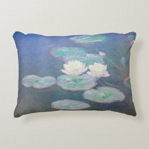 Claude Monet _ Water Lilies Evening Effect Accent Pillow