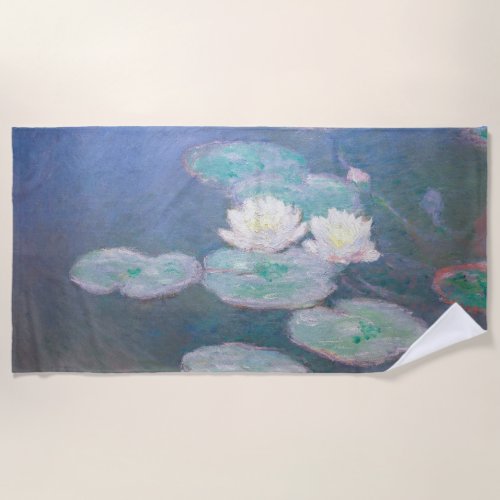 Claude Monet _ Water Lilies Evening Effect Beach Towel