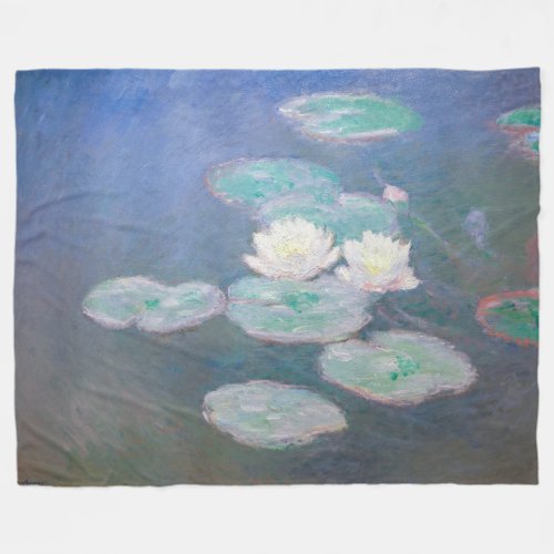 Claude Monet _ Water Lilies Evening Effect Fleece Blanket