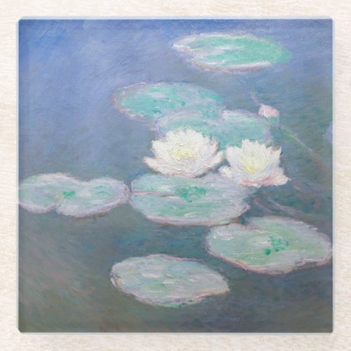 Claude Monet _ Water Lilies Evening Effect Glass Coaster