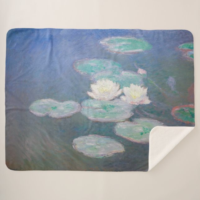 Claude Monet - Water Lilies, Evening Effect Sherpa Blanket (Front (Horizontal))