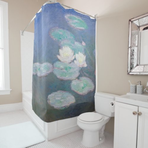 Claude Monet _ Water Lilies Evening Effect Shower Curtain