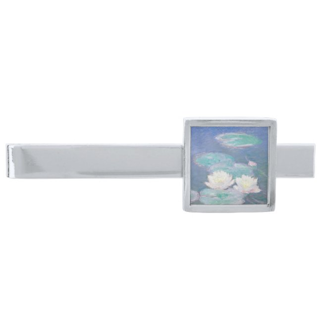 Claude Monet - Water Lilies, Evening Effect Silver Finish Tie Bar (Front)