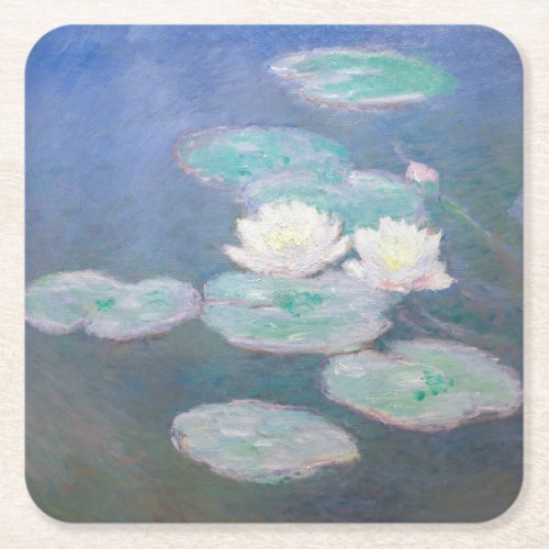 Claude Monet _ Water Lilies Evening Effect Square Paper Coaster