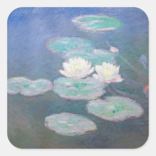 Claude Monet - Water Lilies, Evening Effect Square Sticker