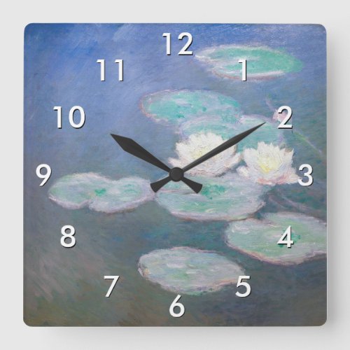 Claude Monet _ Water Lilies Evening Effect Square Wall Clock