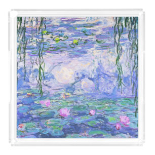 Claude Monet Water Lilies French Impressionist Art Acrylic Tray