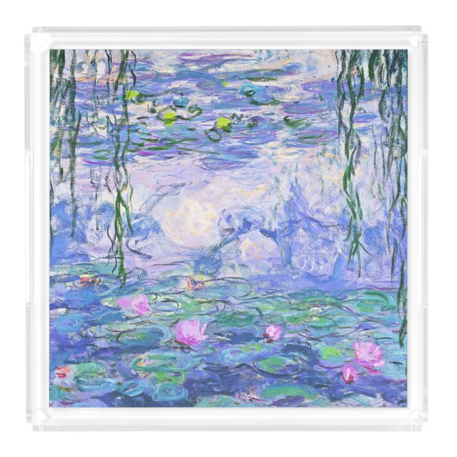 Claude Monet Water Lilies French Impressionist Art Acrylic Tray (Front)