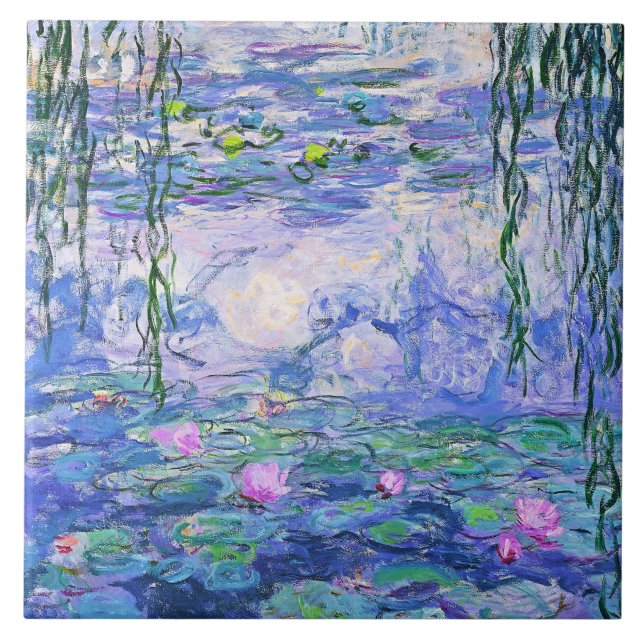Claude Monet Water Lilies French Impressionist Art Ceramic Tile (Front)