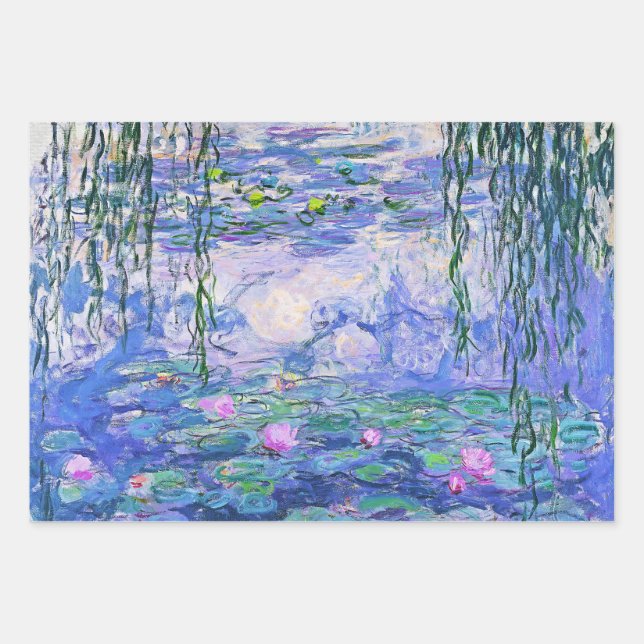 Claude Monet Water Lilies French Impressionist Art Wrapping Paper Sheets (Front)