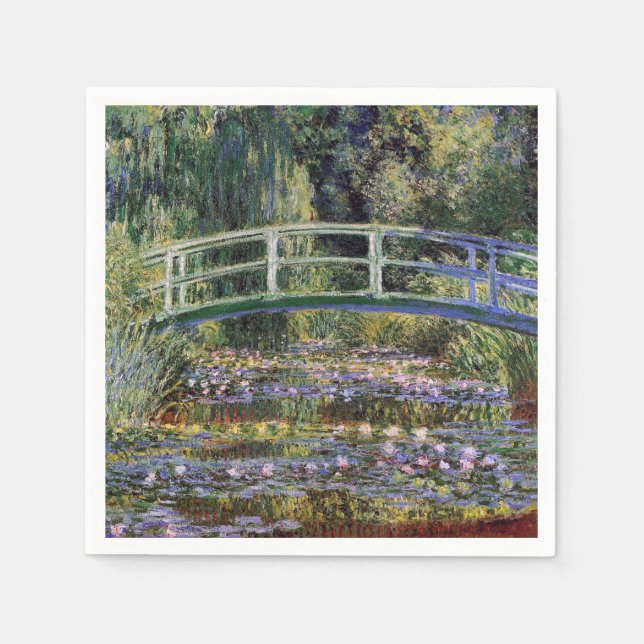 Claude Monet,water lilies,japanese bridge,garden, Paper Napkins (Front)