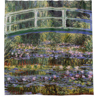 Claude Monet,water lilies,japanese bridge,garden, Shower Curtain