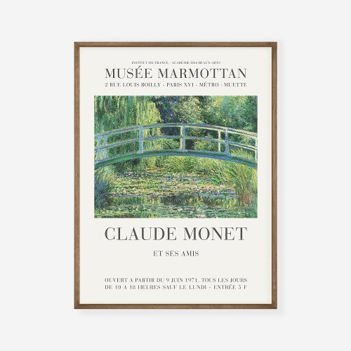 Claude Monet Water Lilies Japanese Footbridge Pond Poster