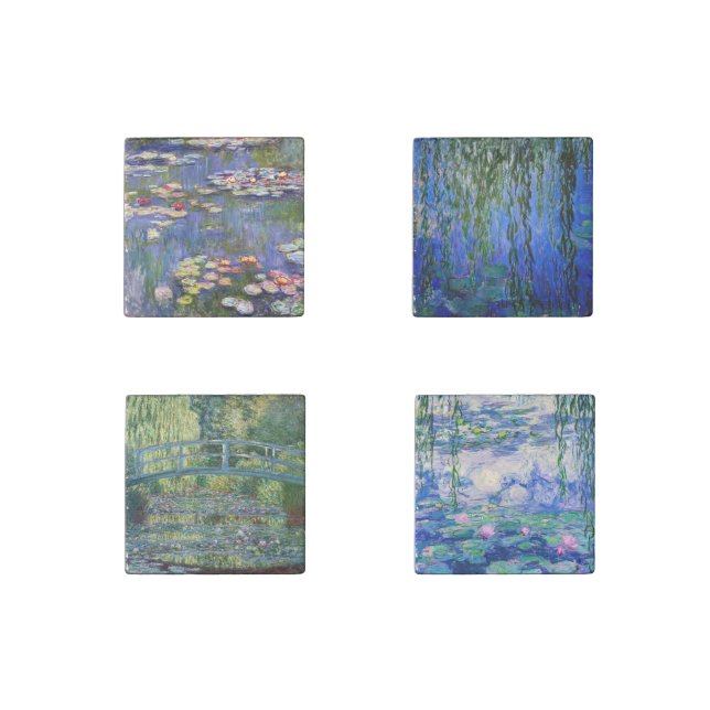 Claude Monet Water Lilies Masterpieces Selection Stone Magnet (Front)