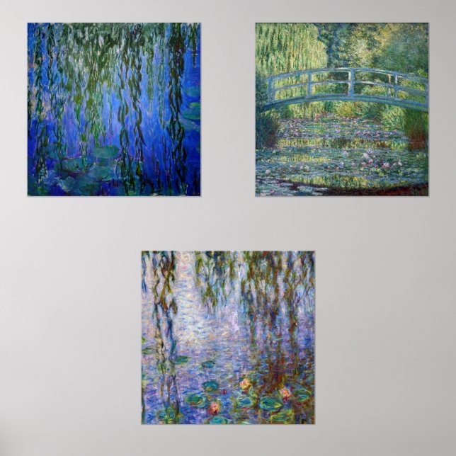 Claude Monet - Water Lilies Masterpieces Selection Wall Art Sets (Front)