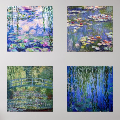 Claude Monet Water Lilies Masterpieces Selection Wall Art Sets