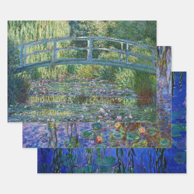 Claude Monet - Water Lilies Masterpieces Selection Wrapping Paper Sheets (Set)