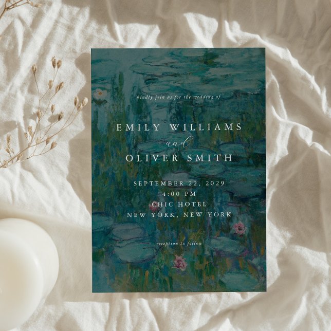 Claude Monet Water Lilies Minimalist Wedding Invitation (Creator Uploaded)