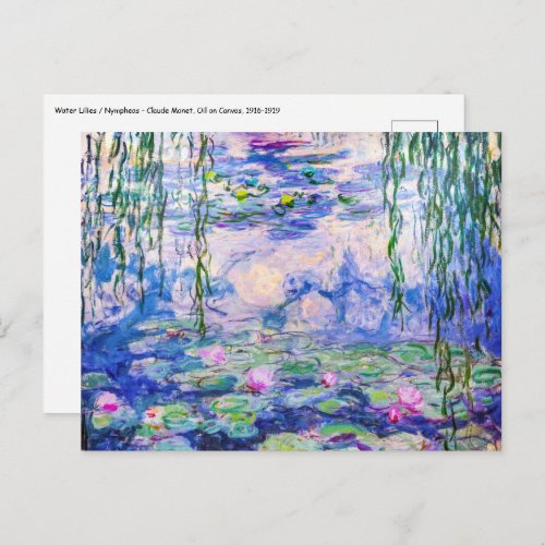 Claude Monet _ Water Lilies  Nympheas 1919 Postcard