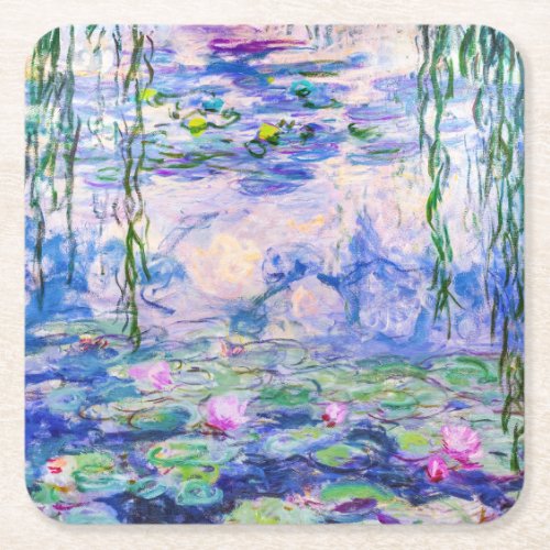 Claude Monet _ Water Lilies  Nympheas 1919 Square Paper Coaster
