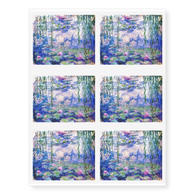 Claude Monet - Water Lilies / Nympheas 1919 Temporary Tattoos (Front)