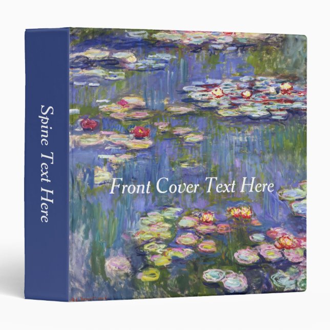 Claude Monet - Water Lilies / Nympheas 3 Ring Binder (Front/Spine)