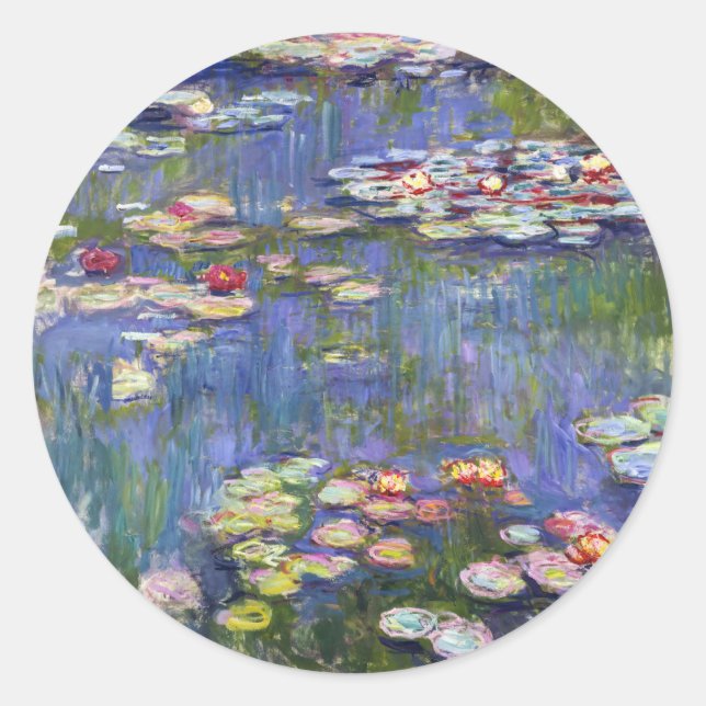 Claude Monet - Water Lilies / Nympheas Classic Round Sticker (Front)