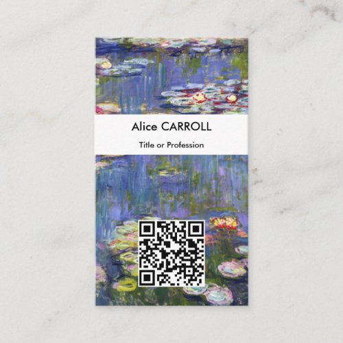 Claude Monet _ Water Lilies  Nympheas _ QR Code Business Card