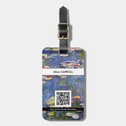 Claude Monet _ Water Lilies  Nympheas _ QR Code Luggage Tag