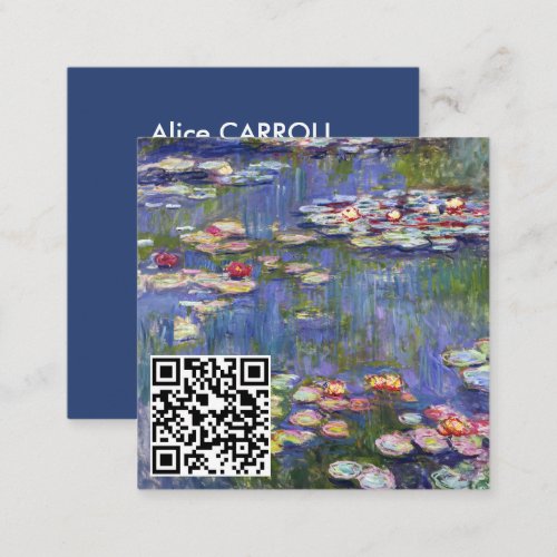 Claude Monet _ Water Lilies  Nympheas _ QR Code Square Business Card