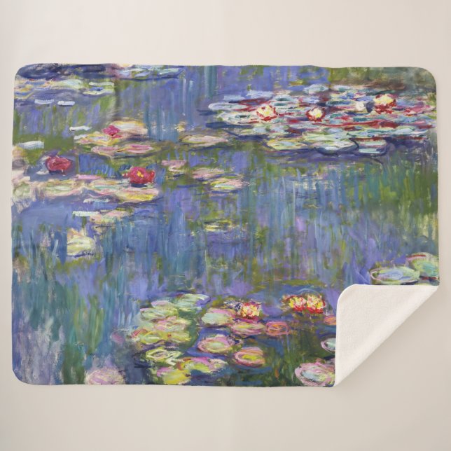 Claude Monet - Water Lilies / Nympheas Sherpa Blanket (Front (Horizontal))