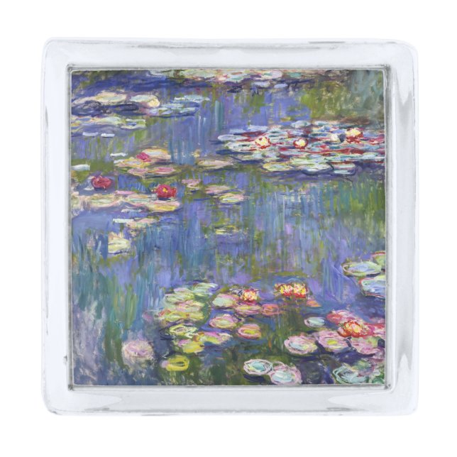 Claude Monet - Water Lilies / Nympheas Silver Finish Lapel Pin (Front)