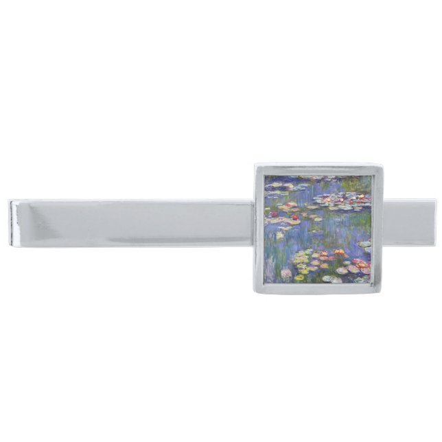 Claude Monet - Water Lilies / Nympheas Silver Finish Tie Bar (Front)