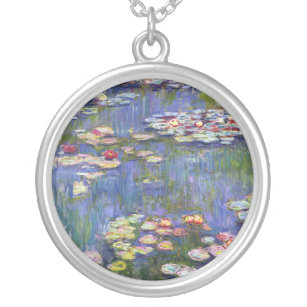 Claude Monet - Water Lilies / Nympheas Silver Plated Necklace