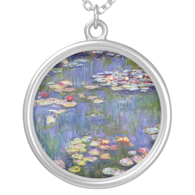 Claude Monet - Water Lilies / Nympheas Silver Plated Necklace (Front)