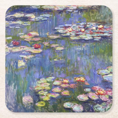 Claude Monet _ Water Lilies  Nympheas Square Paper Coaster